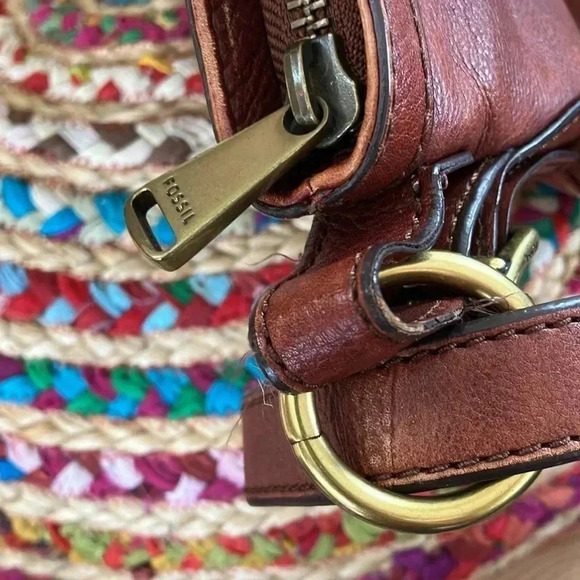 Fossil  brown cognac leather crossbody bag - Picture 3 of 5